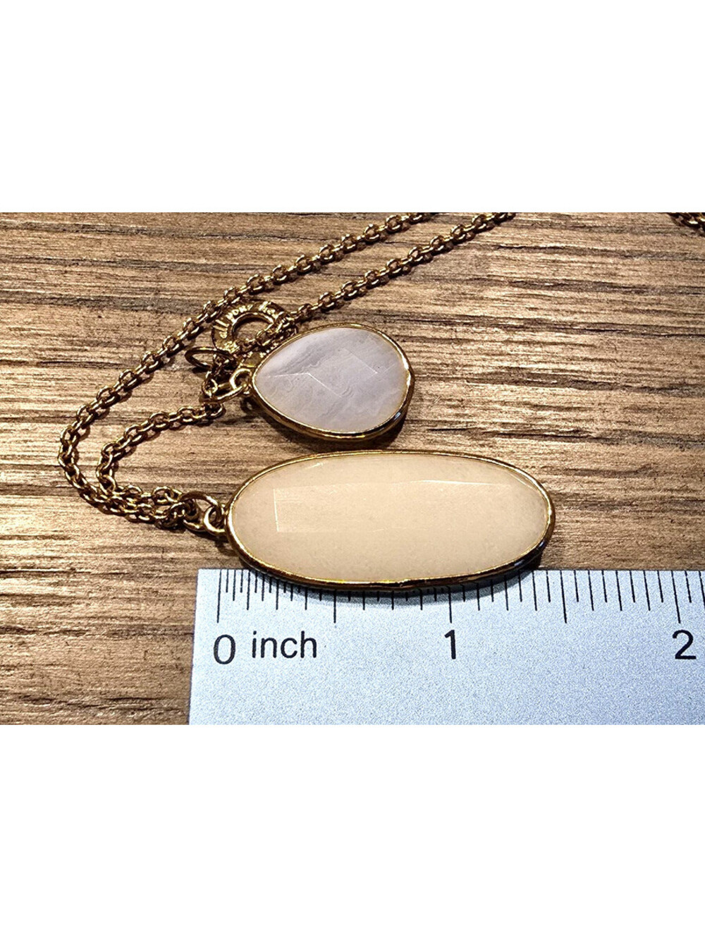 Stella & Dot "Trinity" Necklace Pendant Trio Blue Lace Agate 30" Gold Tone - Picture 3 of 3
